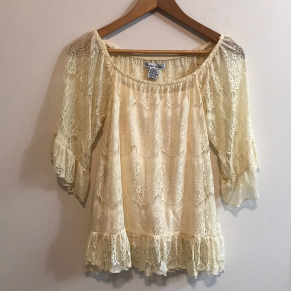 Lacy yellow blouse - Picture 1 of 4